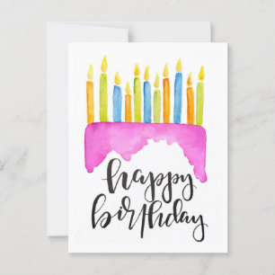 Happy Birthday- Cake and Candles Postcard