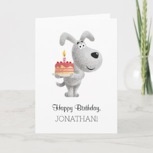 Happy Birthday Cake Candle Cute Funny Dog Puppy Card