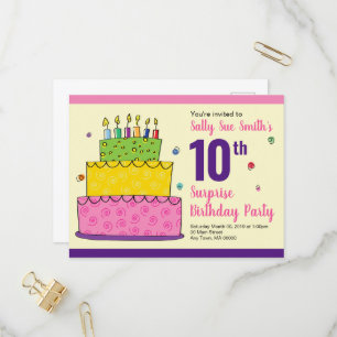 Happy Birthday Cake Candle Whimsical Invitation
