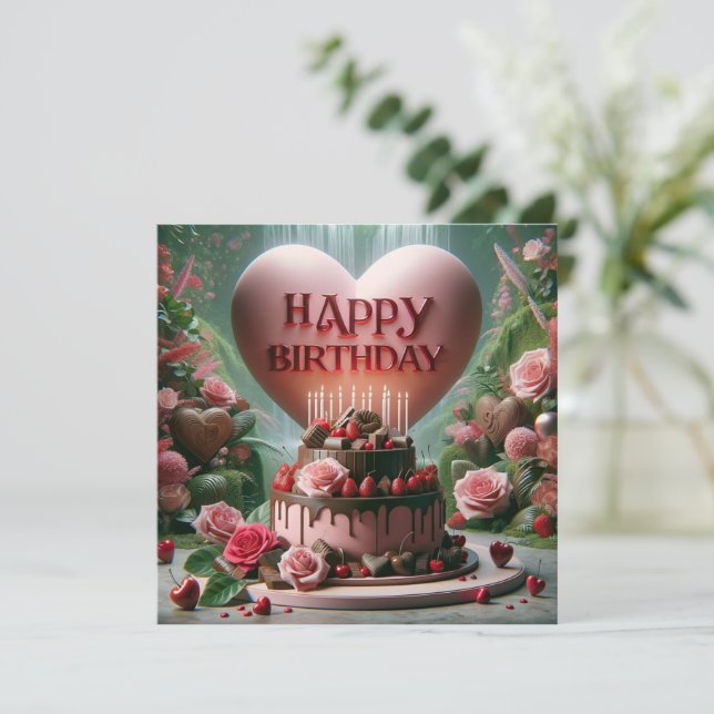 Happy Birthday Cake Card (Standing Front)