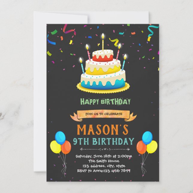 Happy birthday cake card (Front)