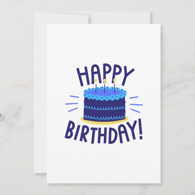 Happy Birthday Cake Card Blue Layers (Front)