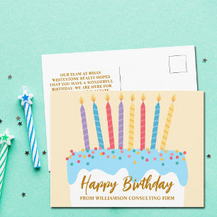 Happy Birthday Cake Chic Custom Business Postcard