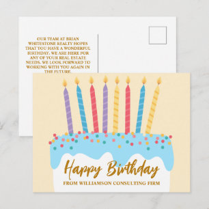 Happy Birthday Cake Chic Custom Business Postcard
