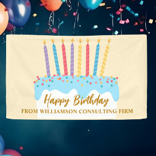 Happy Birthday Cake Chic Custom Office Party Banner