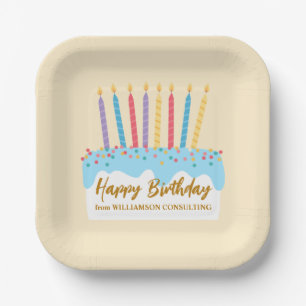 Happy Birthday Cake Chic Custom Office Party Paper Plate