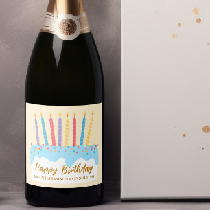 Happy Birthday Cake Chic Custom Party Sparkling Wine Label