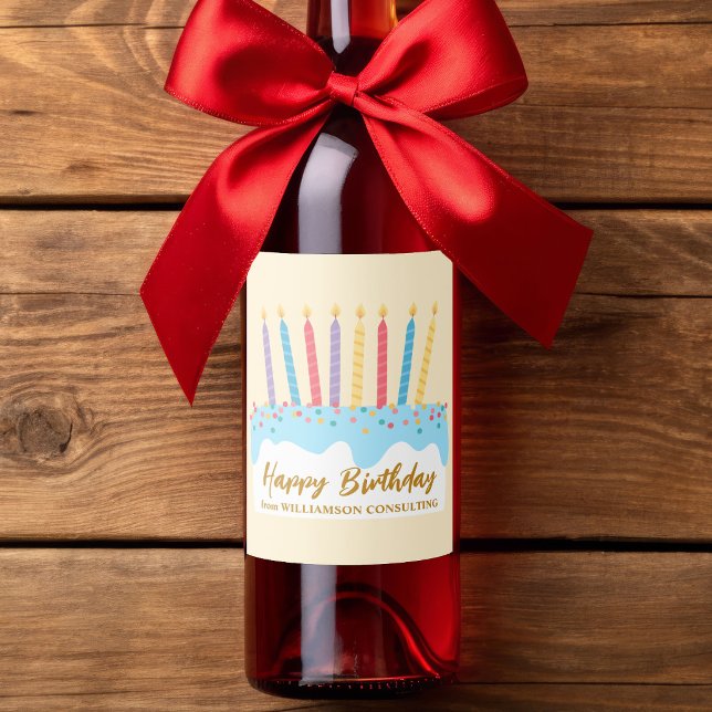 Happy Birthday Cake Chic Custom Party Wine Label (Creator Uploaded)