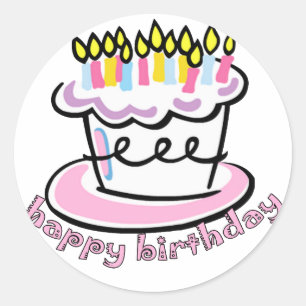 Happy Birthday cake Classic Round Sticker