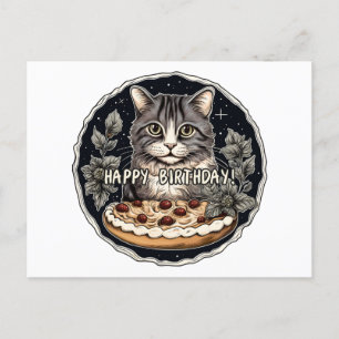 Happy Birthday cake cute cat Postcard