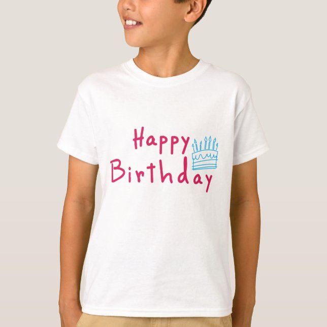 Happy Birthday Cake Design T-Shirt (Front)