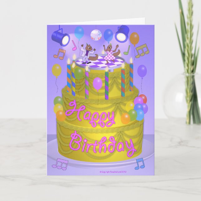 "Happy Birthday" cake (English) Card (Front)