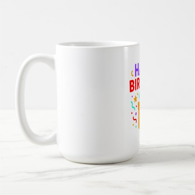 Happy Birthday Cake Graphic Coffee Mug (Left)