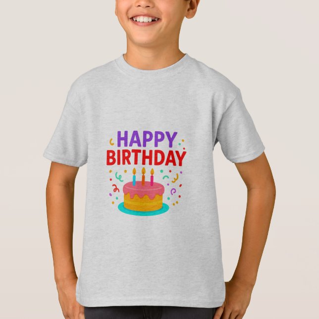 Happy Birthday Cake Graphic T-Shirt (Front)