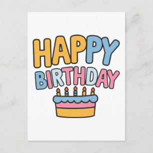 Happy Birthday Cake Holiday Postcard