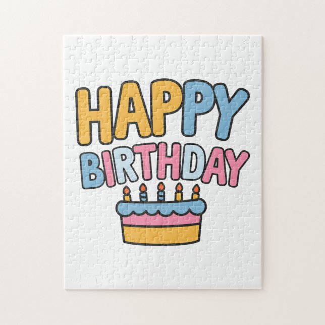 Happy Birthday Cake Jigsaw Puzzle (Vertical)