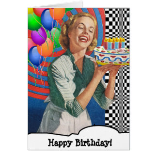 Happy Birthday Cake Lady and Balloons