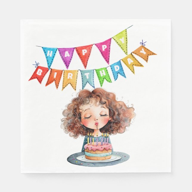 Happy Birthday Cake Napkin (Front)