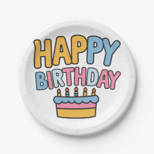 Happy Birthday Cake Paper Plate