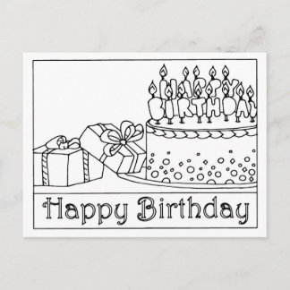Happy Birthday Cake Postcard