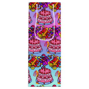 Happy Birthday Cake Presents Party Celebrate Wine Wine Gift Bag