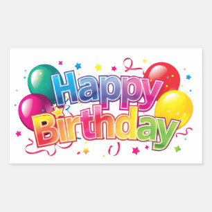 Happy Birthday Cake Rectangular Sticker