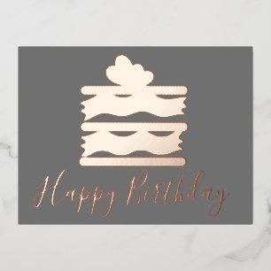 Happy Birthday Cake Slice Teal Foil Holiday