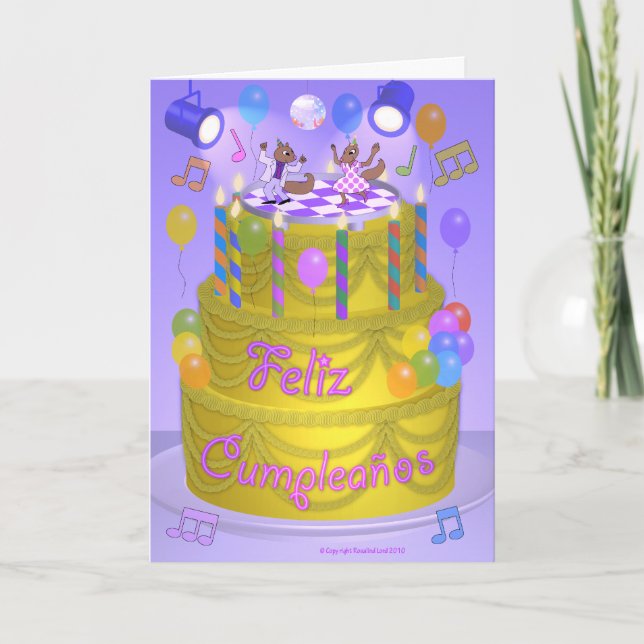 "Happy Birthday" cake (Spanish) Card (Front)