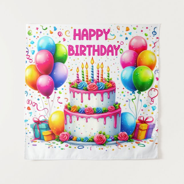 Happy Birthday Cake  Tapestry (Front)