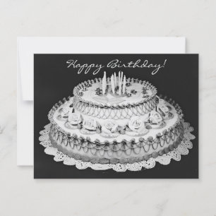 Happy Birthday Cake Vintage Photography Postcard
