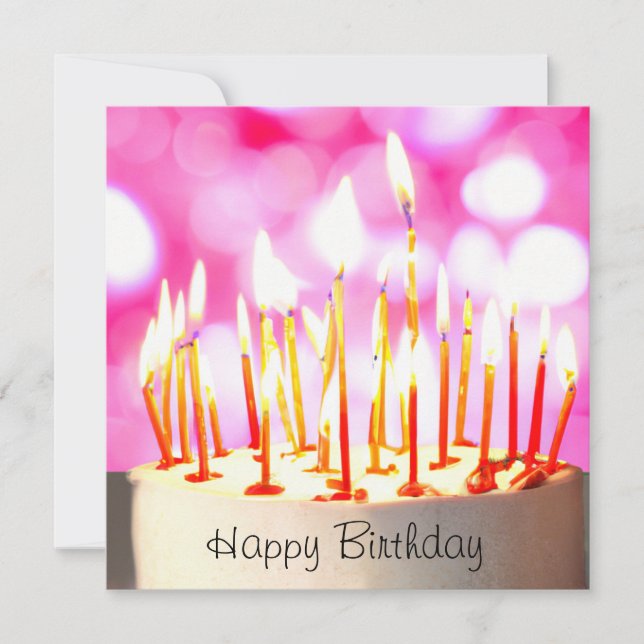 Happy Birthday cake with burning candles Card (Front)