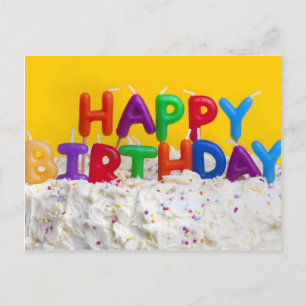 happy birthday cake with message postcard