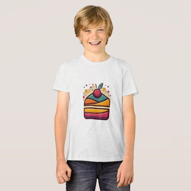 Happy Birthday Cake Youth Tri-Blend Tri-Blend Shirt (Front Full)