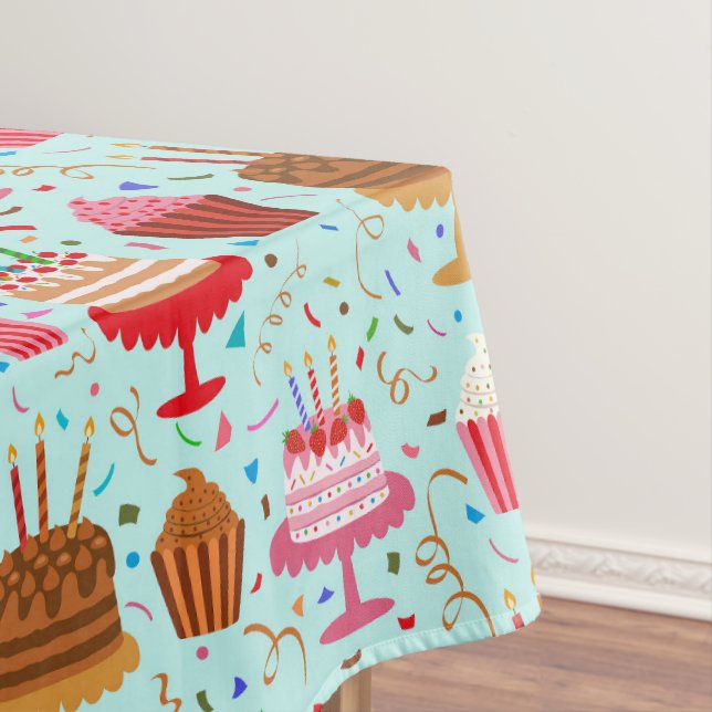 Happy Birthday Cakes and Cupcakes Design  Tablecloth (In Situ)