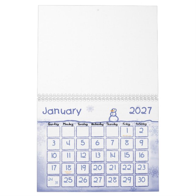 Happy Birthday Calendar (Jan 2027)