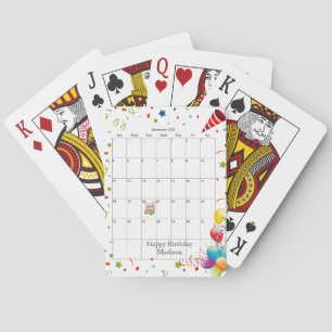 Happy Birthday Calendar December 2022  Playing Cards