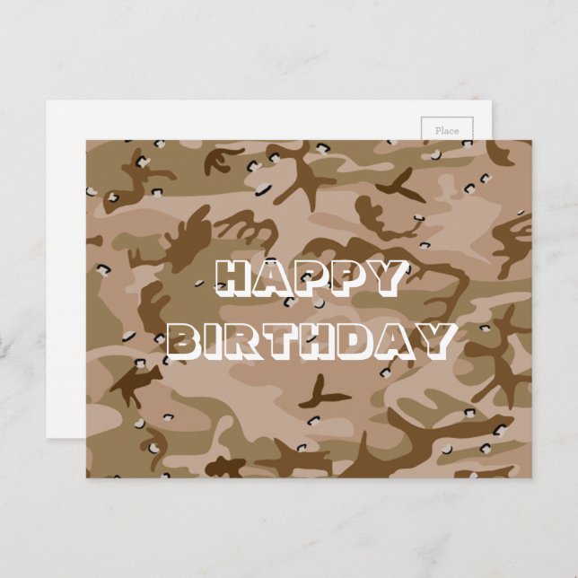 Happy Birthday Camouflage Desert Brown Abstract Postcard (Front/Back)
