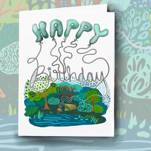Happy Birthday Camping Balloons greeting card