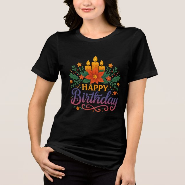 Happy Birthday Candle Bella+Canvas Women’s  Tri-Blend Shirt (Front)