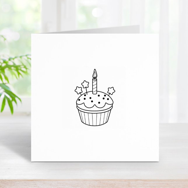 Happy Birthday Candle Cupcake 2 Rubber Stamp (Creator Uploaded)