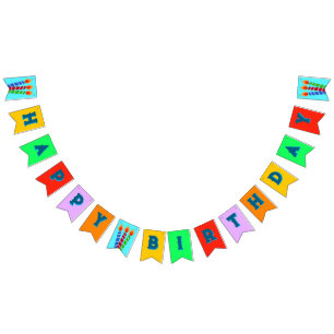 Happy Birthday Candles and Colours Bunting