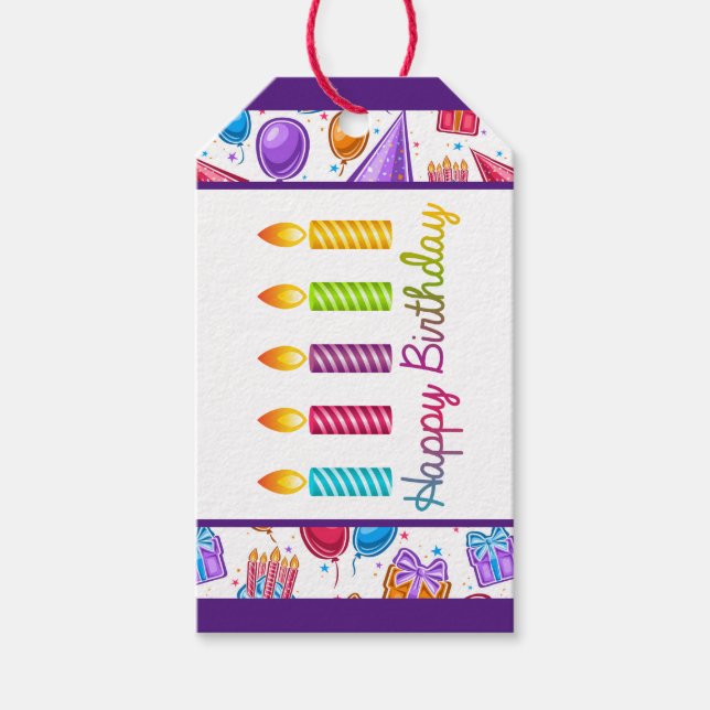 Happy Birthday Candles  Gift Tags (Front)
