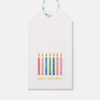 Happy Birthday Candles Modern Artisan Colorful Fun Gift Tags
