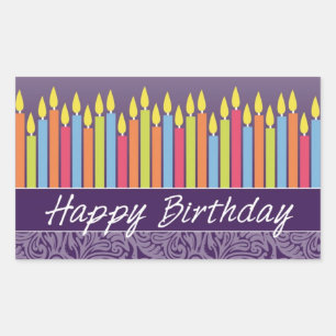 Happy Birthday Candles Rectangular Sticker