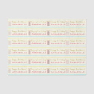 Happy Birthday Candles Repeat Girl's Name Tissue Paper