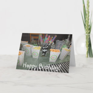 Happy Birthday Candy Buffet Green and Black Card