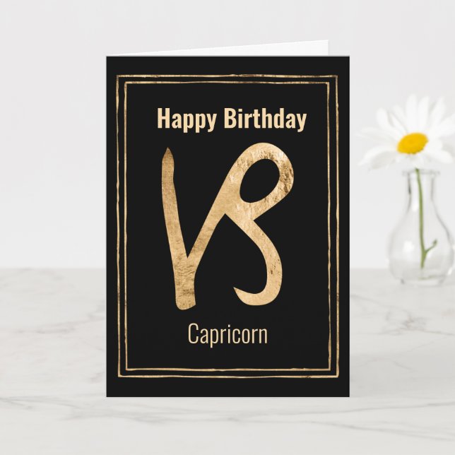 Happy Birthday Capricorn zodiac astrology gold Card (Small Plant)