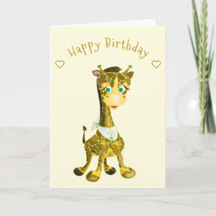 Happy Birthday Card Baby Giraffe