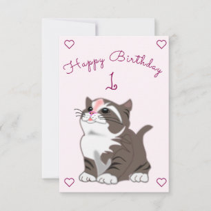 Happy Birthday Card Baby Kitten - Your Years - Age