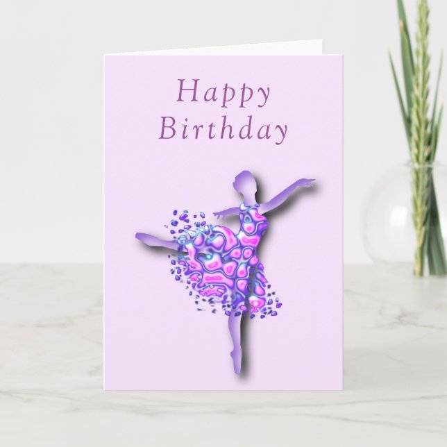 Happy Birthday Card Ballerina Girl Ballet Dancer (Front)